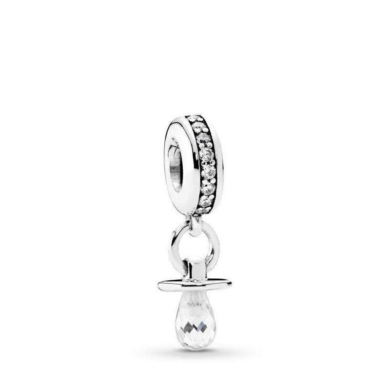 Pandora Pacifier Dangle Charm - Sterling Silver/Cubic Zirconia - Canada | OJ8896XL